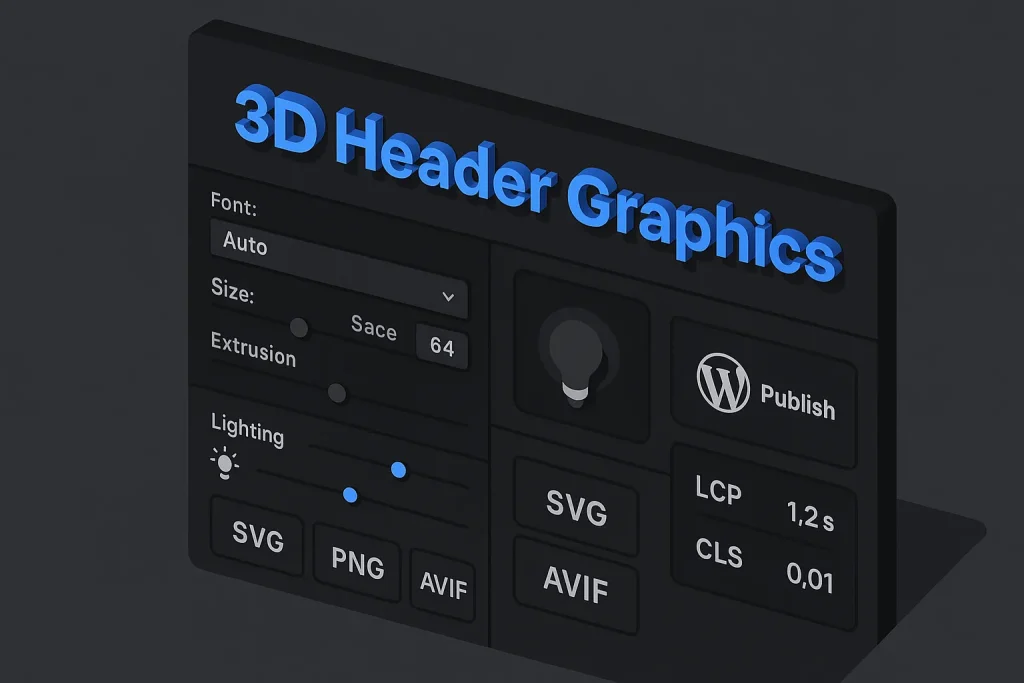 3d text generator workflow for creating optimized blog header graphics